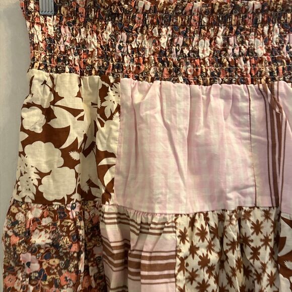 NWT Universal Thread Womens Patchwork Skirt Size Large Pink Brown Floral Stripe - Picture 13 of 16